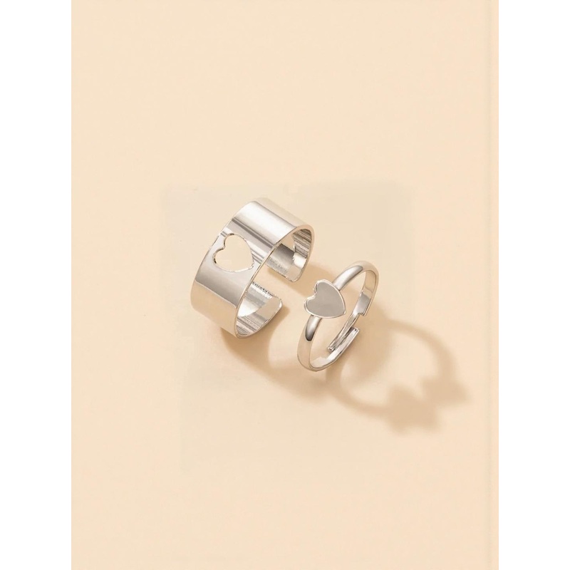 Teeragaj Set Of 2 Heart Matching Wrap Adjustable Finger Rings