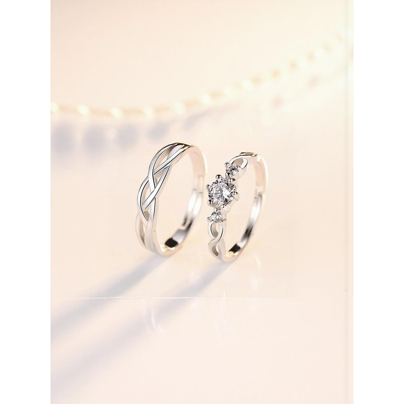 Teeragaj Set Of 2 Stone Studded Couple Rings