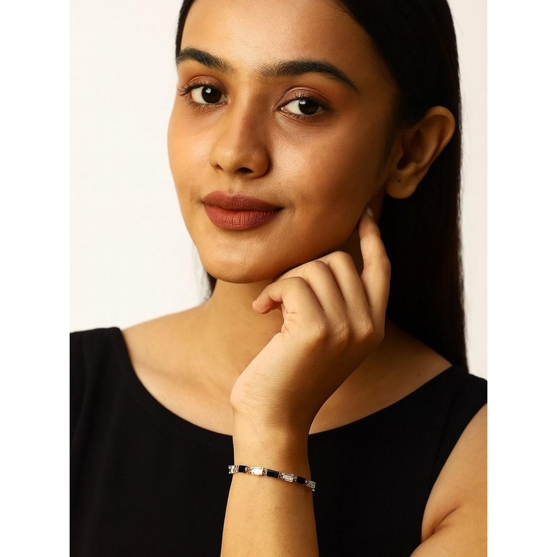 TJC Unisex Stainless Steel Gold-Plated Crystals Studded Wraparound Bracelet