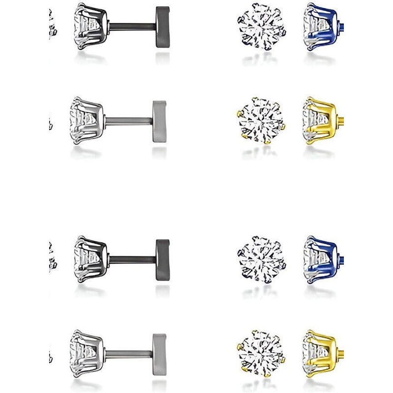 Just Devotional Men Set Of 6 Geometric Studs Earrings