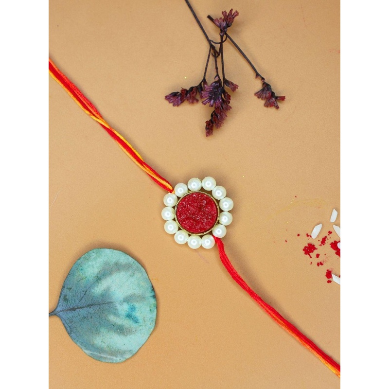 Anouk Pearl Design Rakhi With Quirky Card, Roli & Chawal