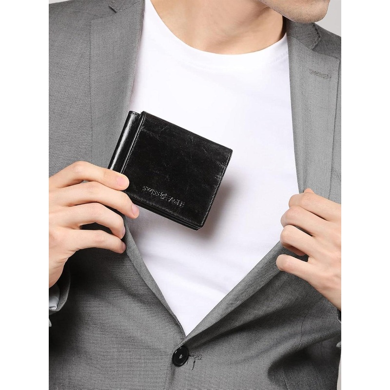 Swiss Eagle Men Textured Leather Envelope