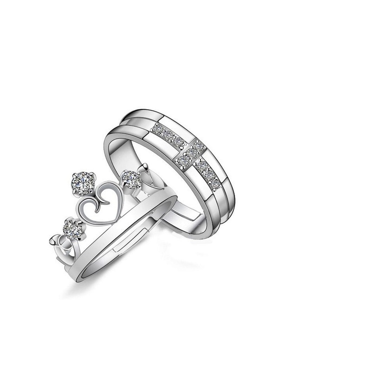 Teeragaj Set Of 2 Stone-Studded Adjustable Couple Finger Rings