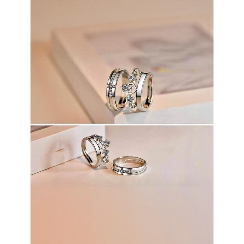 Teeragaj Set Of 2 Stone-Studded Couple Finger Rings