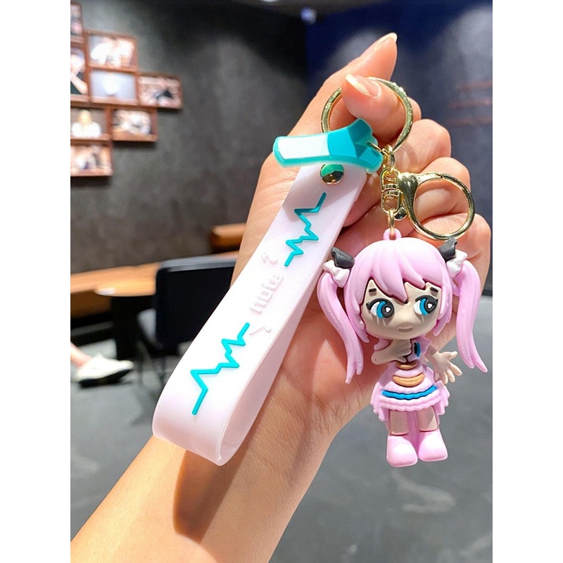 DEALSEVEN FASHION  3D Hatsune Miku Cartoon Key Chain With Silicone Belt