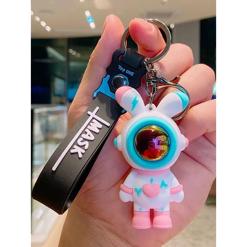 DEALSEVEN FASHION 3D Rabbit Key Chain With Silicone Belt