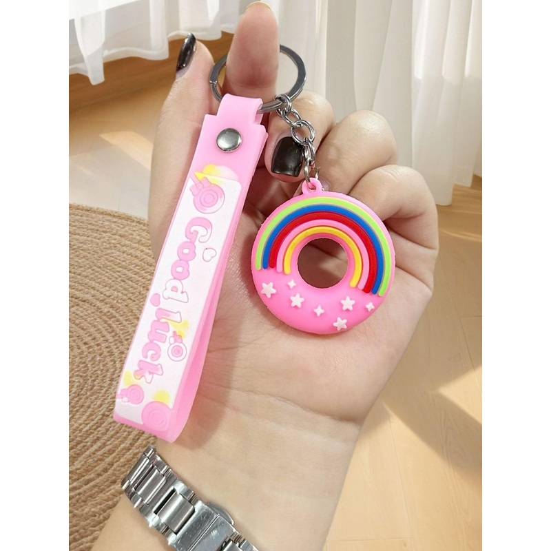 DEALSEVEN FASHION Rainbow & Stars Donut Key chain