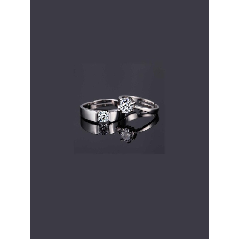 J.S ENTERPRISES Set Of 2 Unisex Stainless Steel Couple Finger Ring