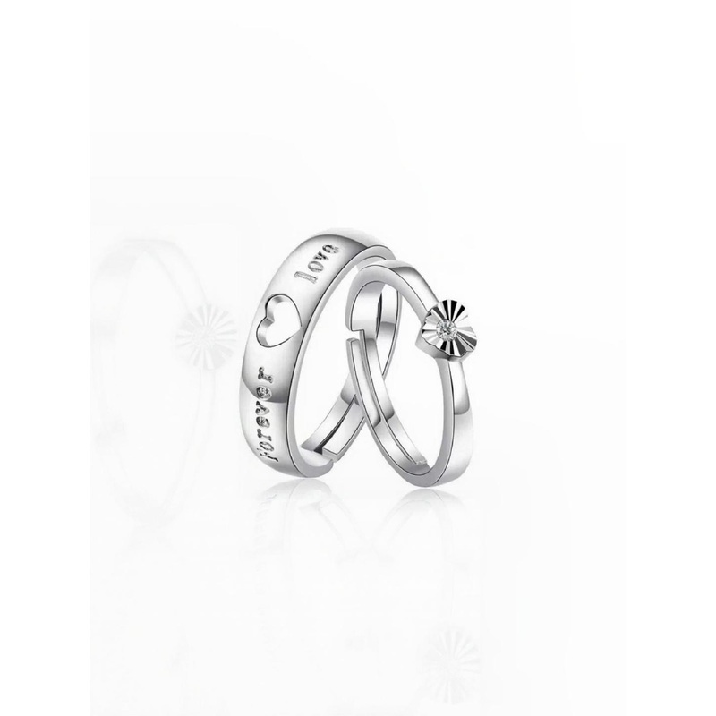 J.S ENTERPRISES Unisex Set of 2 Stainless Steel Couple Finger Rings