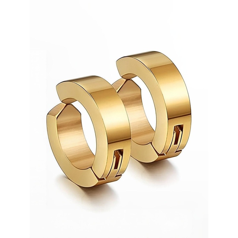 Just Devotional Men Gold-Plated Stainless Steel Circular Hoop Earrings