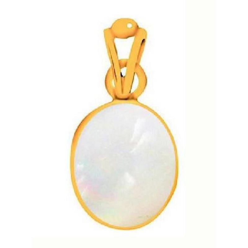 RAVIOUR LIFESTYLE Circular Opal Gemstone for Astrological Benefits Brass Pendant
