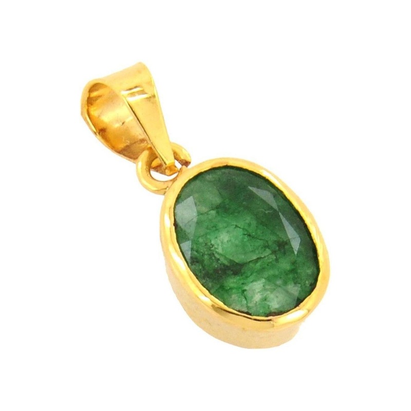 RAVIOUR LIFESTYLE Nirvana Gems 5.25 Ratti Emerald in Panchdhatu Gold-plated Pendant