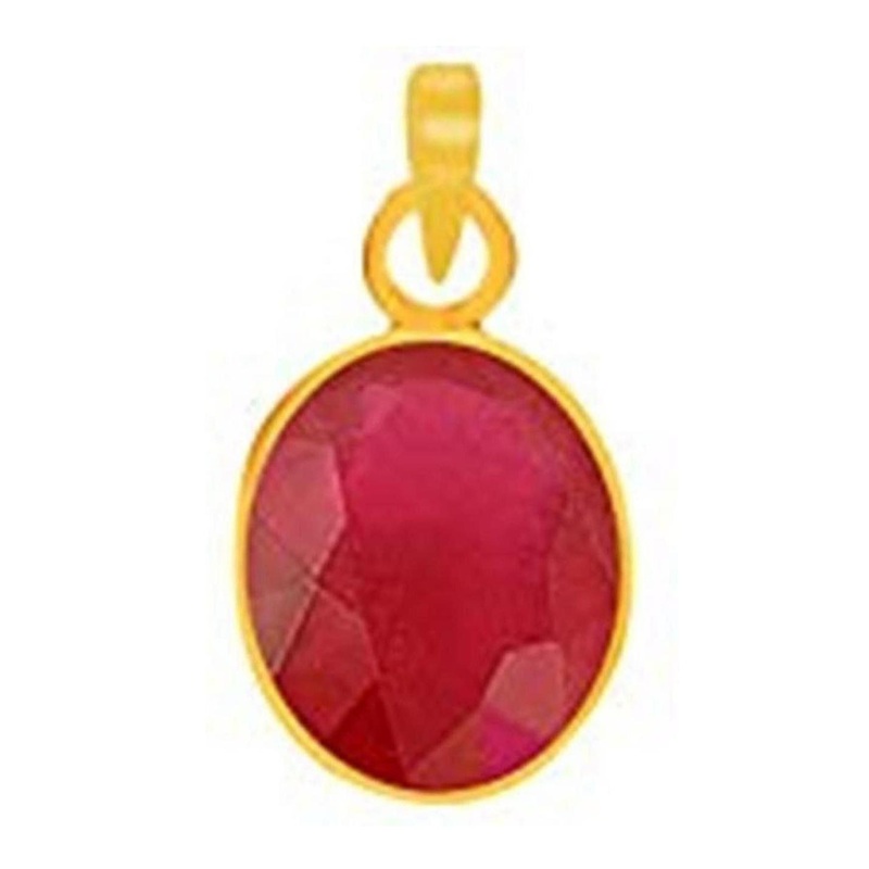 RAVIOUR LIFESTYLE Red Unisex Brass Circular Shape Gemstone Pandents