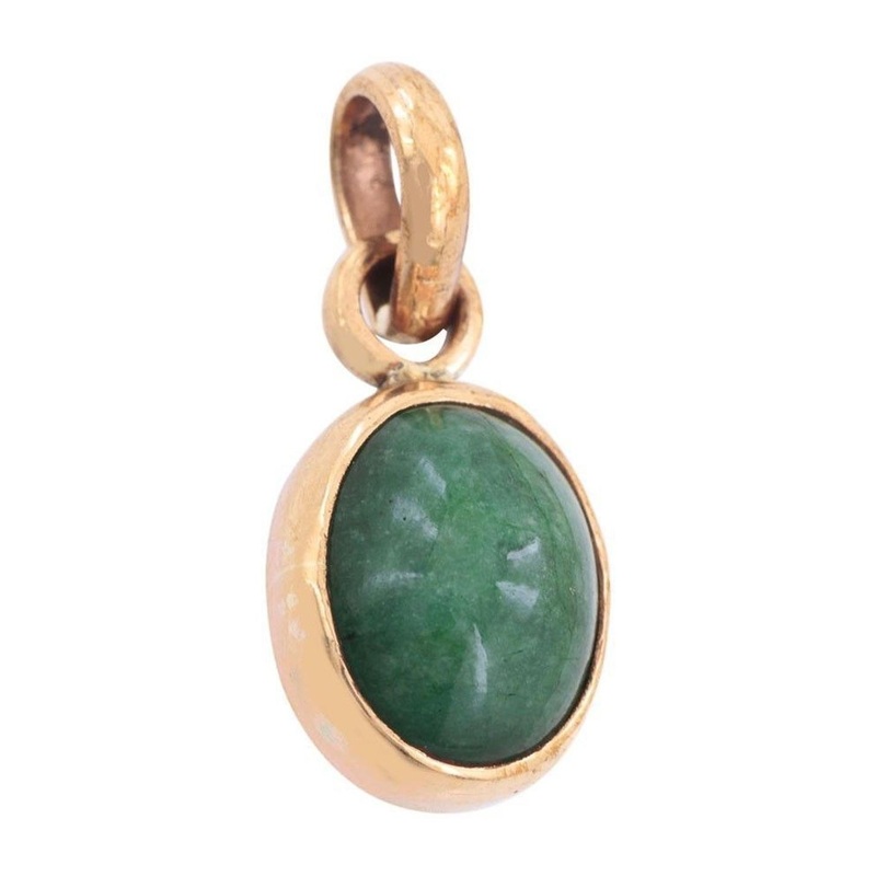 RAVIOUR LIFESTYLE Unisex 9.25 Ratti Emerald in Panchdhatu Gold-Plated Alloy Pendants