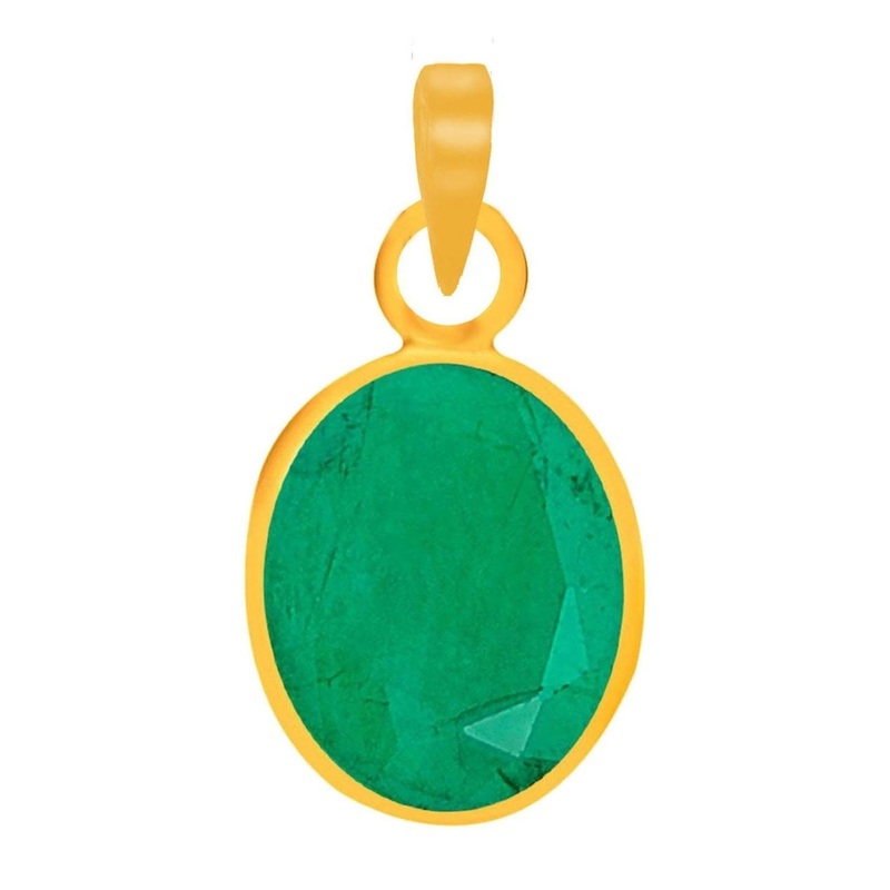 RAVIOUR LIFESTYLE Unisex Oval Shape Natural Emerald Pendant 4.25 Ratti or 3.73 Carat