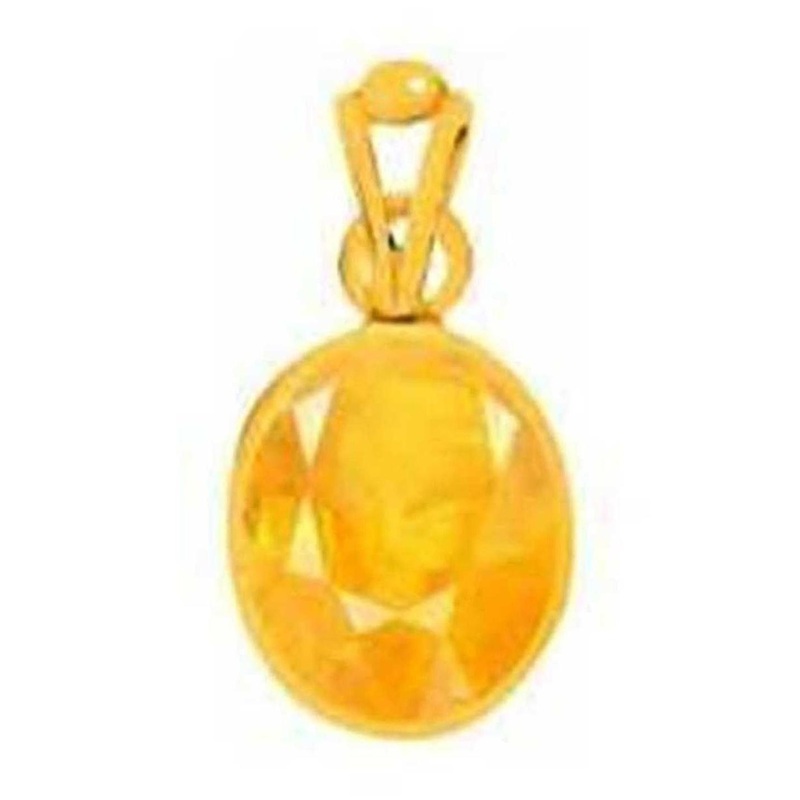 RAVIOUR LIFESTYLE Unisex Pukhraj Gemstone Sapphire Circular Pendant