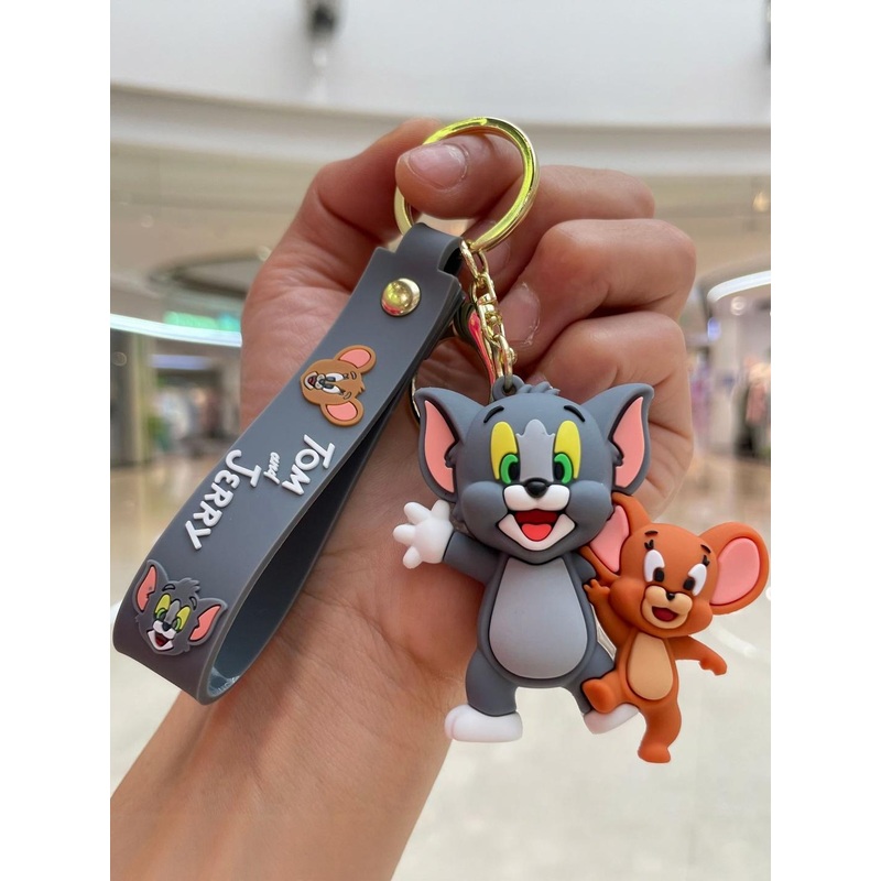Spiaty Grey & Brown Tom and Jerry Rubber Key chain