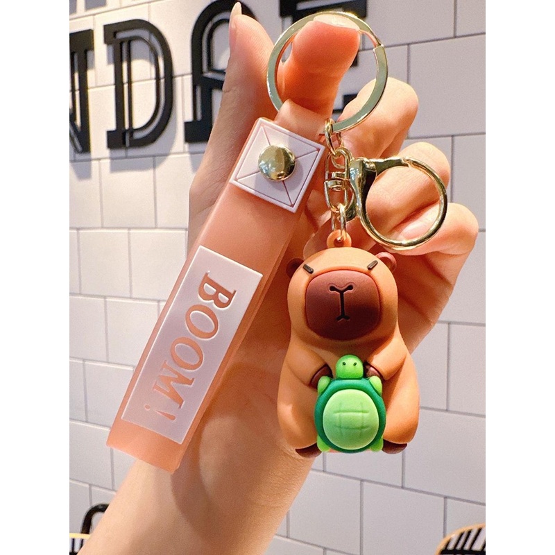 Spiaty Mini Capybara Doll Key chain With Silicone Belt