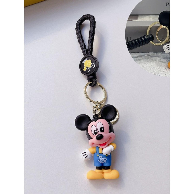 Spiaty Textured Cute Mickey Minnie Silicone Key Chain With Wide Belt