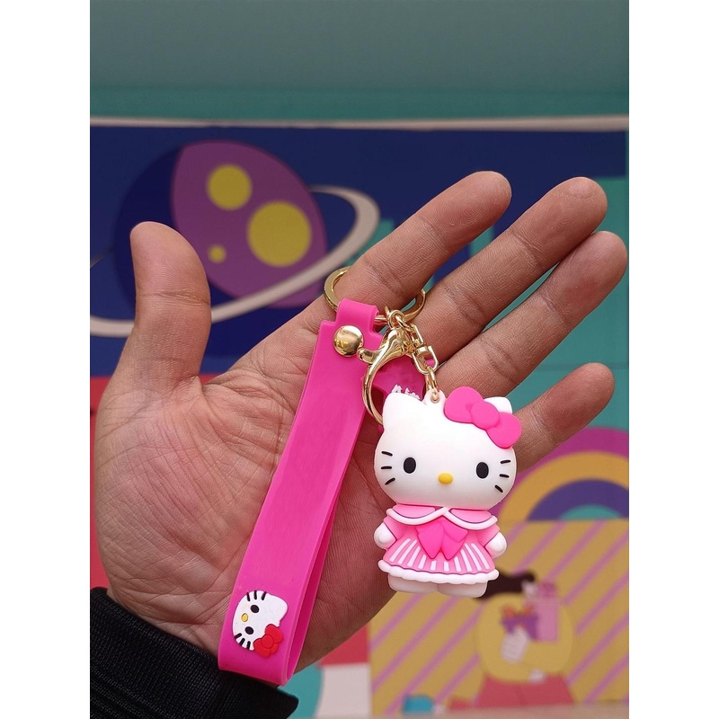Spiaty Unisex Spiaty 3D HelloKitty cartoon Key Chain With Silicone Belt