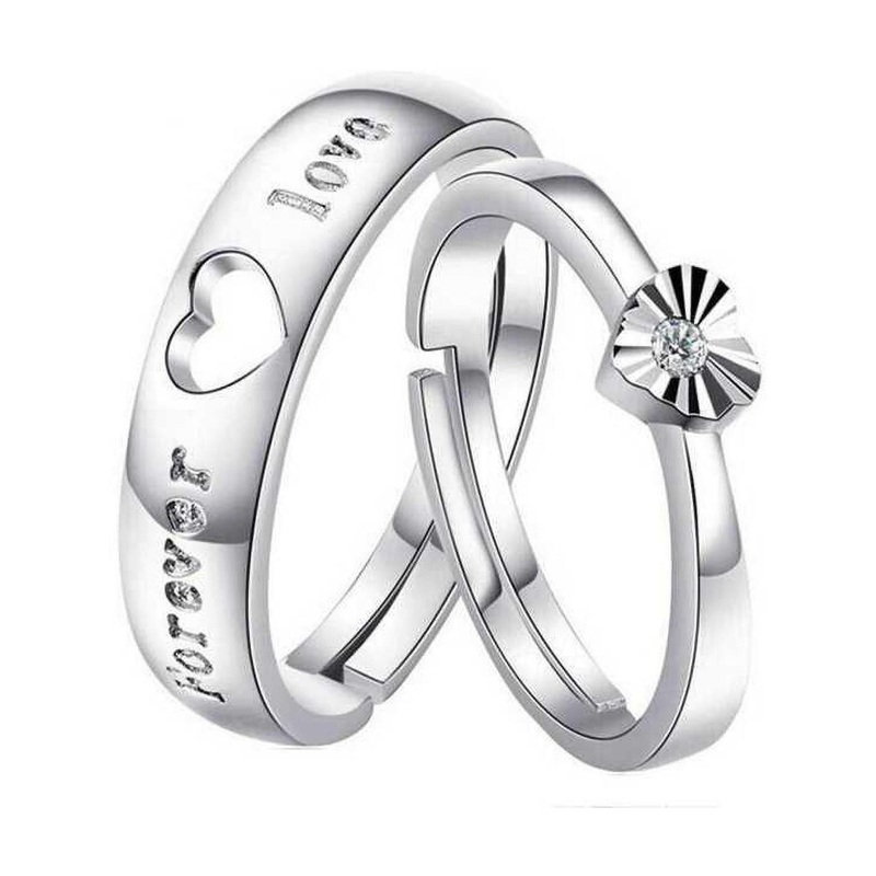 J.S ENTERPRISES Set Of 2 Unisex Stainless Steel Artificial Stones Studded Finger Ring