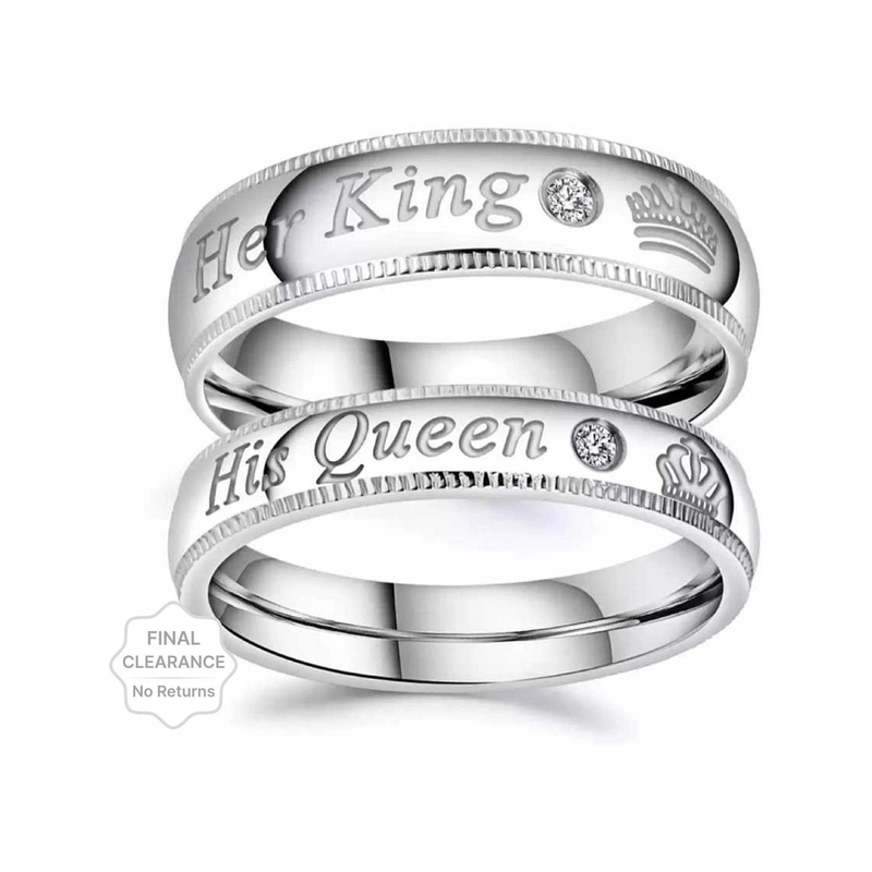 J.S ENTERPRISES Set Of 2 Unisex Stainless Steel Couple Finger Rings