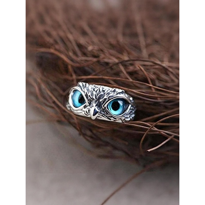 J.S ENTERPRISES Unisex Owl Motif Stainless Steel Finger Ring