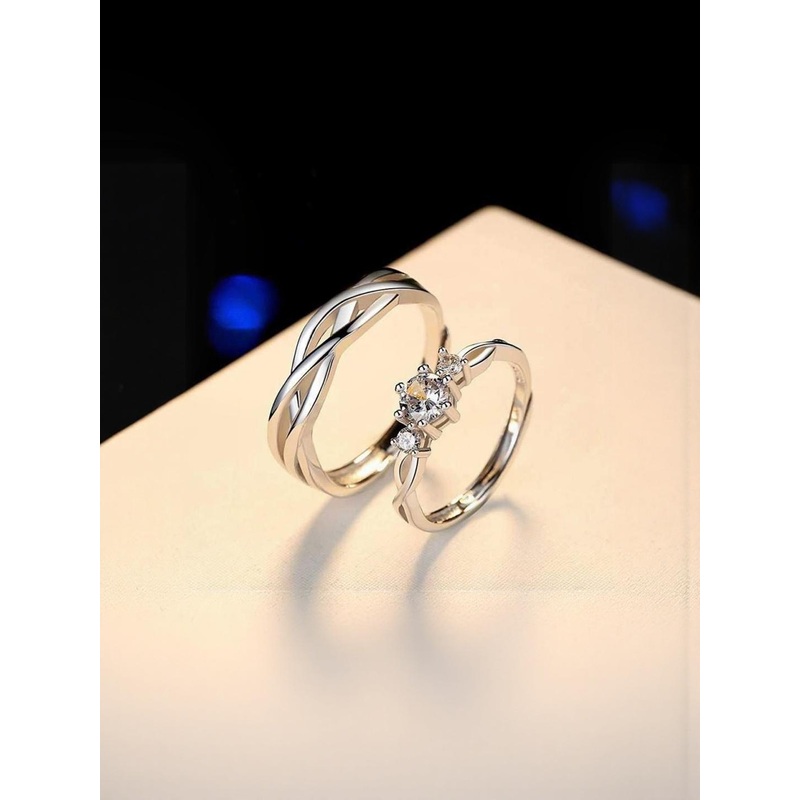 J.S ENTERPRISES Unisex Pair of Adjustable Stainless Steel Finger Rings