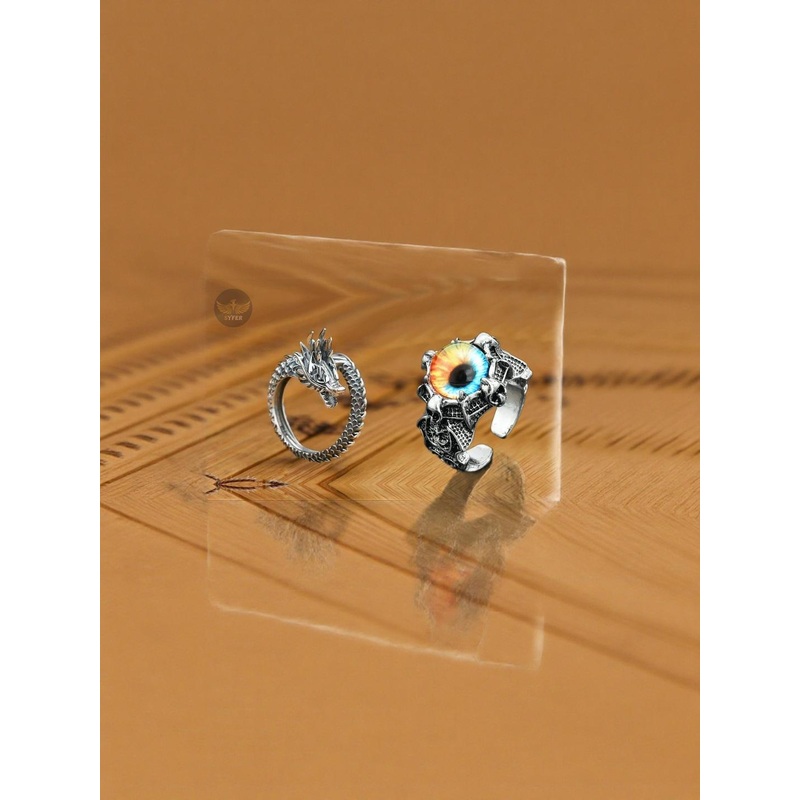 J.S ENTERPRISES Unisex Set of 2 Oxidised Finger Rings