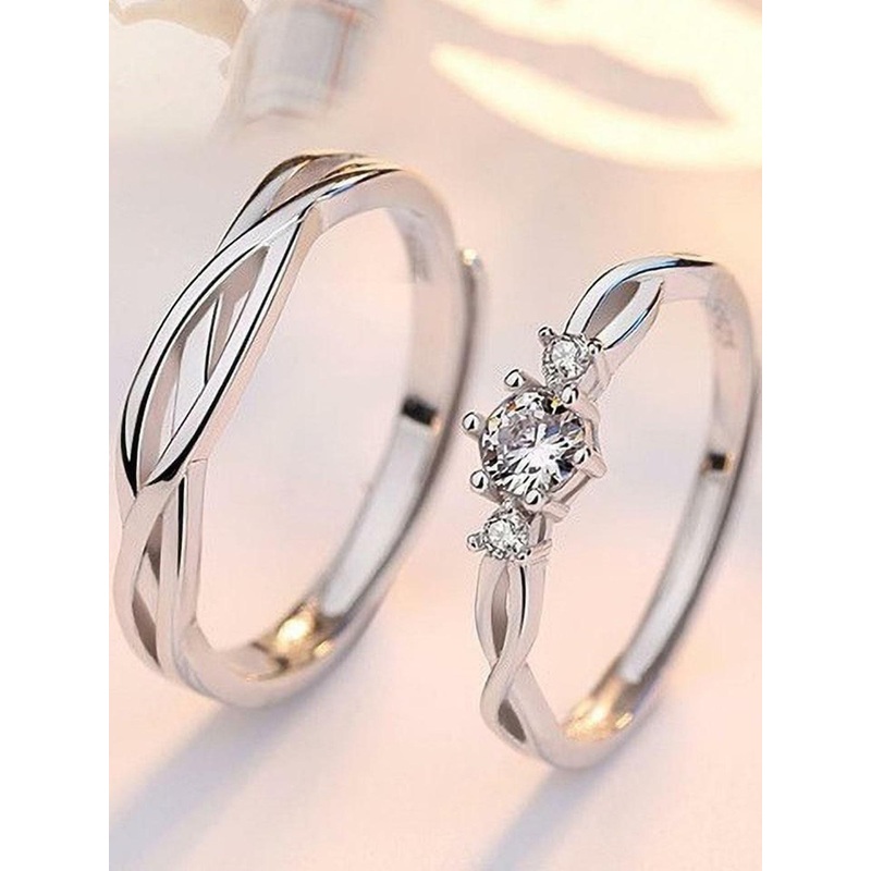 J.S ENTERPRISES Unisex Set of 2 Stainless Steel Adjustable Finger Rings