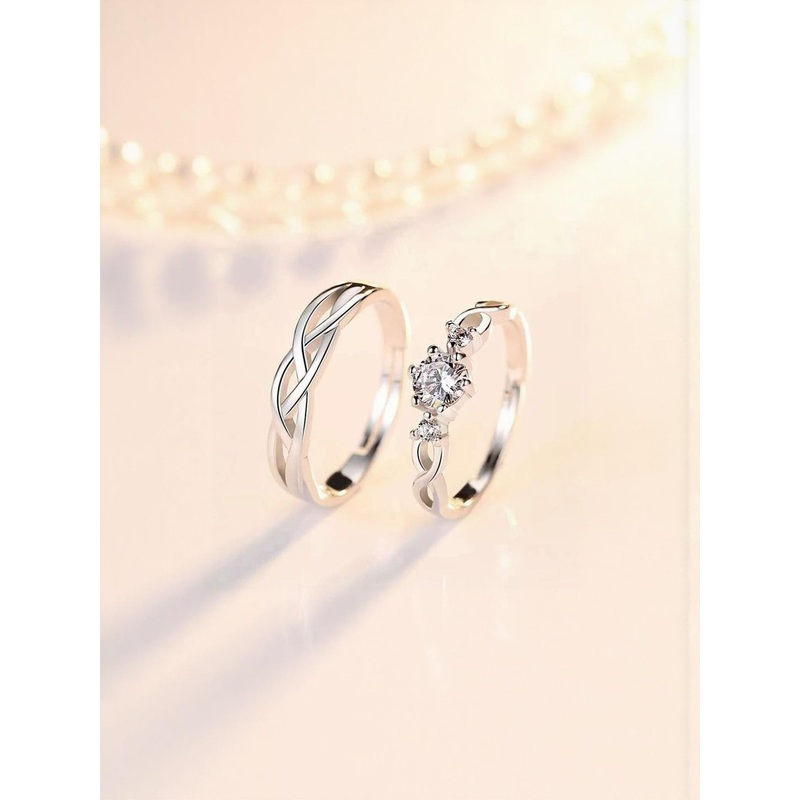 J.S ENTERPRISES Unisex Set Of 2 Stainless Steel Finger Ring