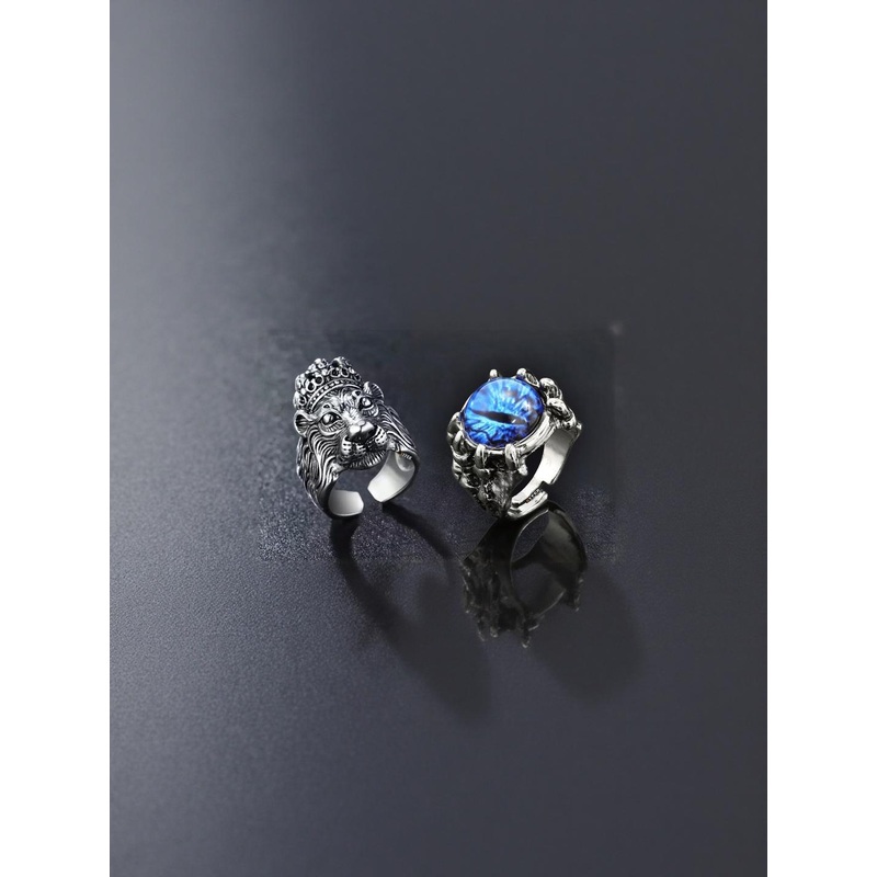 J.S ENTERPRISES Unisex Set Of 2 Stainless Steel Statement Finger Rings