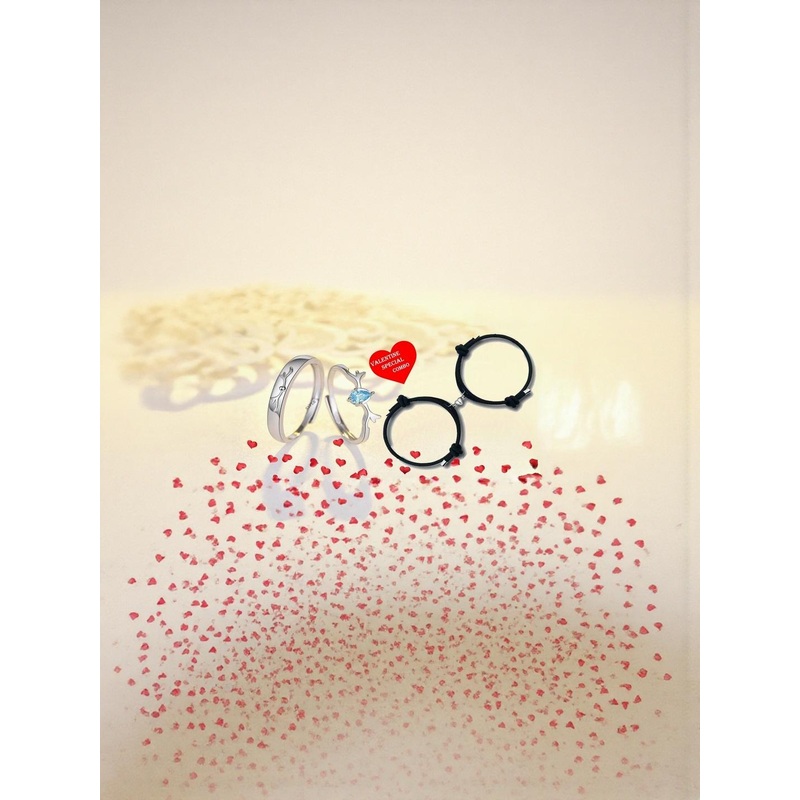 J.S ENTERPRISES Unisex Set Of 4 Stainless Steel Finger Rings