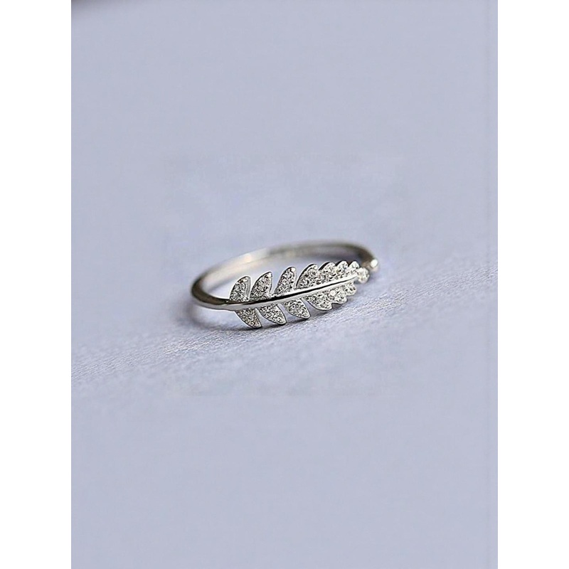 J.S ENTERPRISES Unisex Stainless Steel Artificial Stones Studded Leaf Design Finger Ring