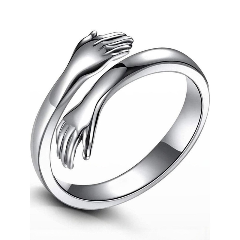 J.S ENTERPRISES Unisex Stainless Steel Hug Finger Ring
