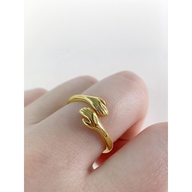 J.S ENTERPRISES Unisex Stainless Steel Open Hug Hands Finger Ring