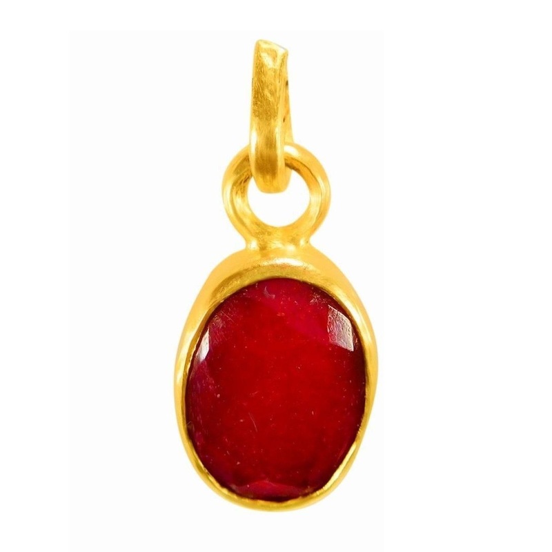 RAVIOUR LIFESTYLE Unisex 4.25 Ratti 5 Dhaatu Ruby Pendant