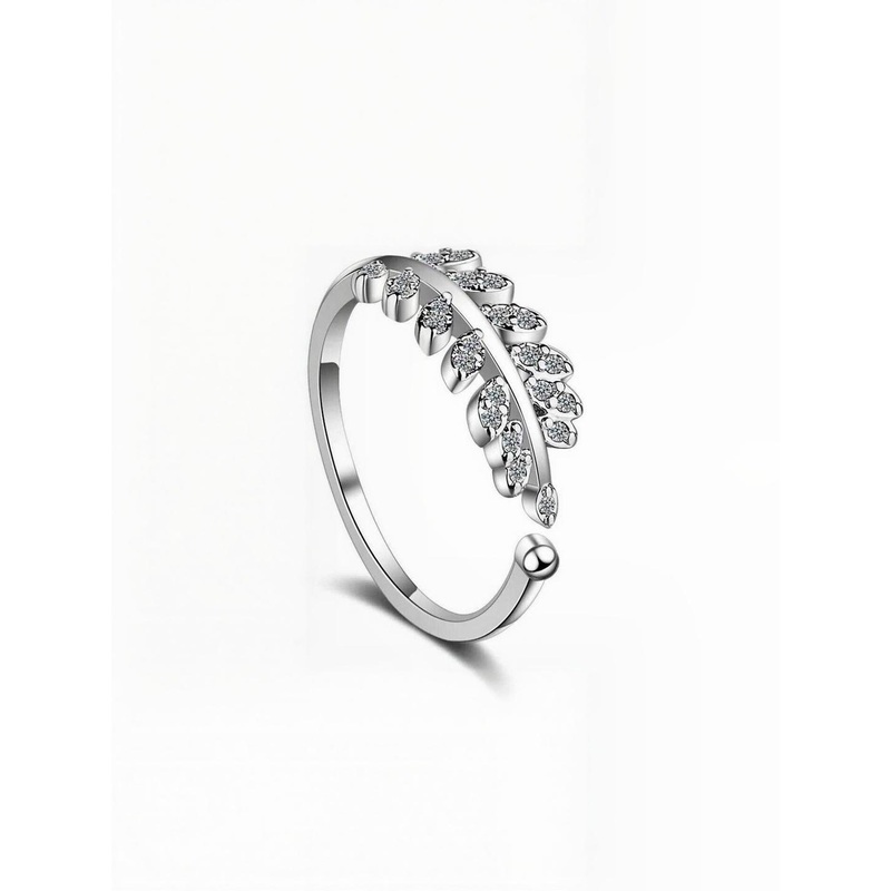 Teeragaj Leaf Shaped Stone Studded Adjustable Finger Ring