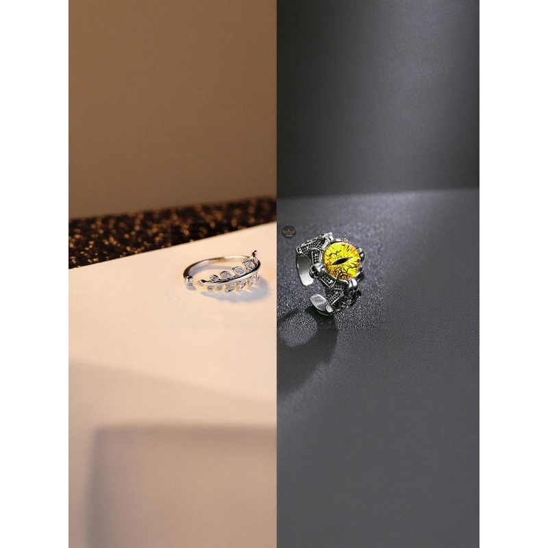 Teeragaj Pack Of 2 Stone-Studded Adjustable Finger Ring