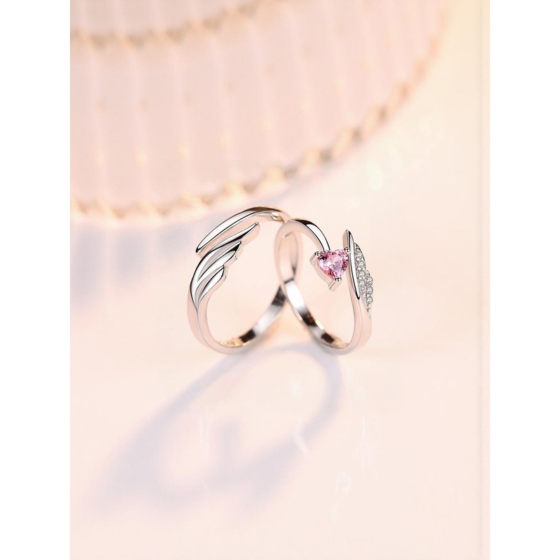 Teeragaj Set Of 2 Artificial Stone-Studded Adjustable Couple Finger Rings