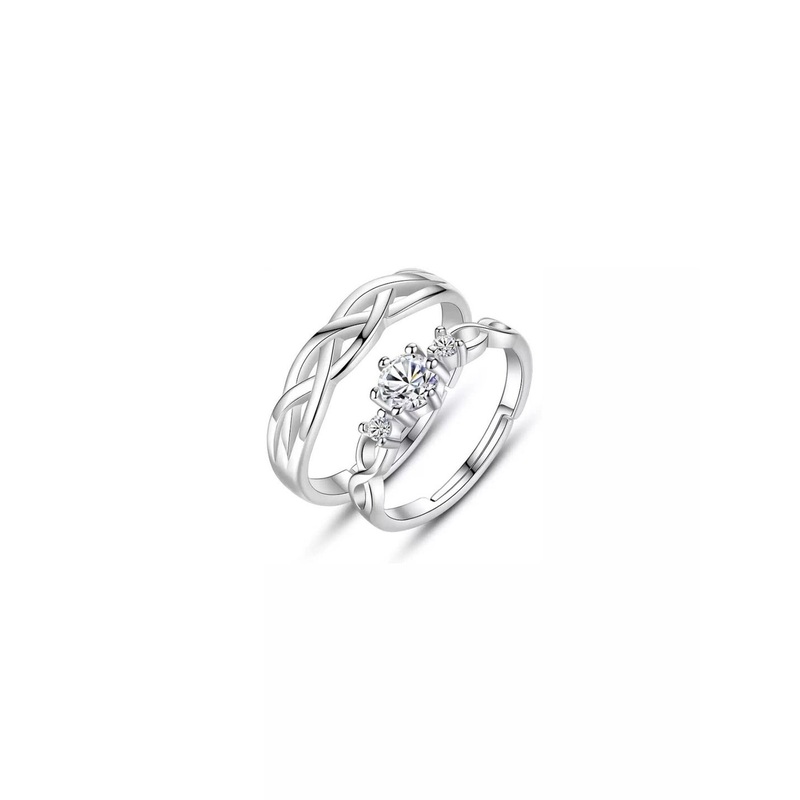 Teeragaj Set Of 2 Stone Studded Couple Ring