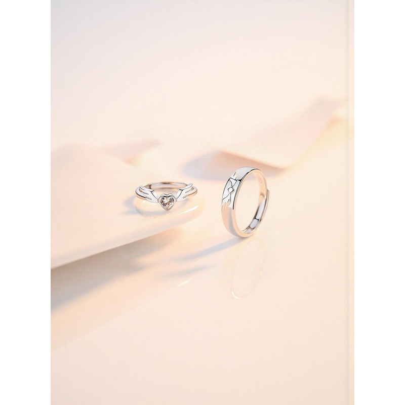 Teeragaj Set Of 2 Wing Matching and Stone Studded Adjustable Finger Rings