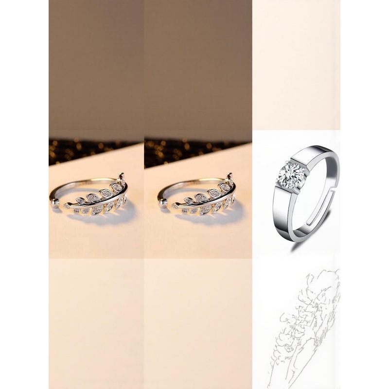 Teeragaj Set Of 3 Stone-Studded Adjustable Couple Finger Rings