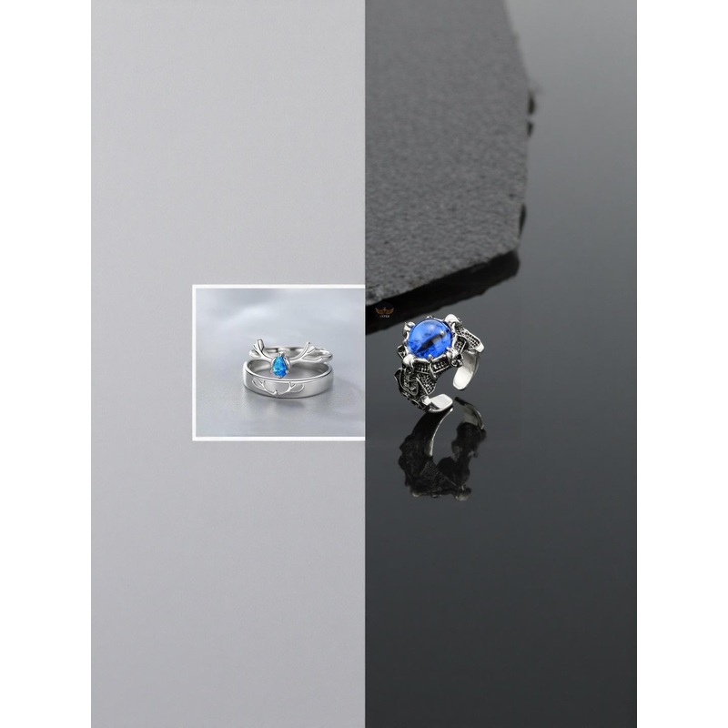 Teeragaj Set Of 3 Stone-Studded Adjustable Finger Rings