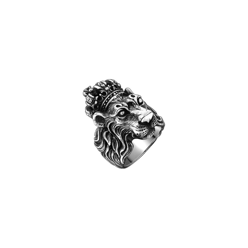 Teeragaj Set Of 3 Stone-Studded & Lion Face Adjustable Finger Rings