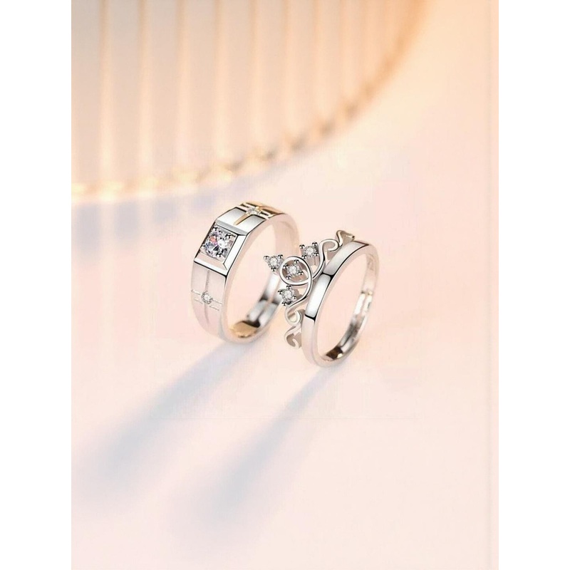 Teeragaj Unisex Set Of 2 Stone-Studded Adjustable Finger Rings