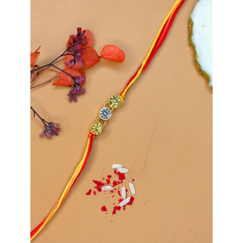 Anouk Stone-Studded Rakhi With Quirky Card, Roli & Chawal