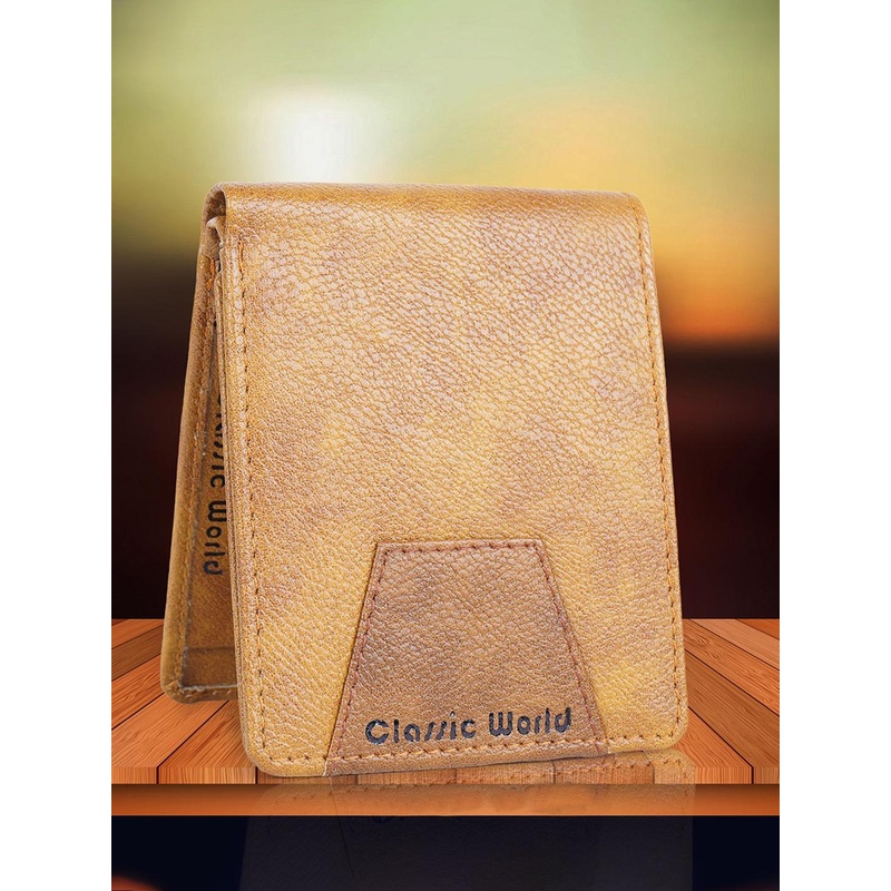 classic world Men Two Fold Wallet With Flap Coin Pocket
