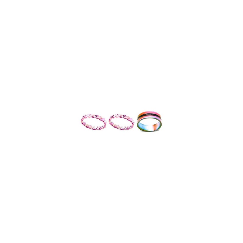 Dynamic Retail Global Set of 3 Rings for Men & Women, Purple-Multicolor Alloy Ring ()