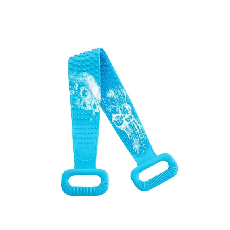 Flying Monk Soft Silicone Back Scrubber Brush Cum Belt For Exfoliating Shower Bath – Blue